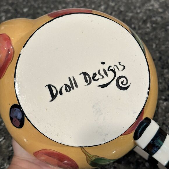 Vtg Droll Designs Ceramic Tea Pot Hand Painted Signed Veggie Tomato Pepper Olive - Picture 12 of 13
